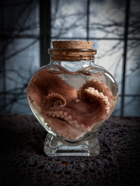 Baby Octopus Wet Specimen Heart Apothecary Bottle | Real Taxidermy Oddity Display | Valentine's Day Curiosity Jar - Etsy