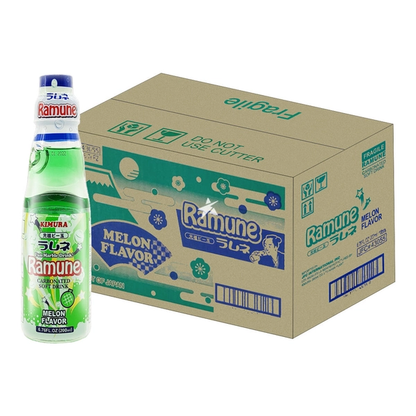 Kimura Ganso Ramune - Melon Flavour 200ml (18 Bottles)