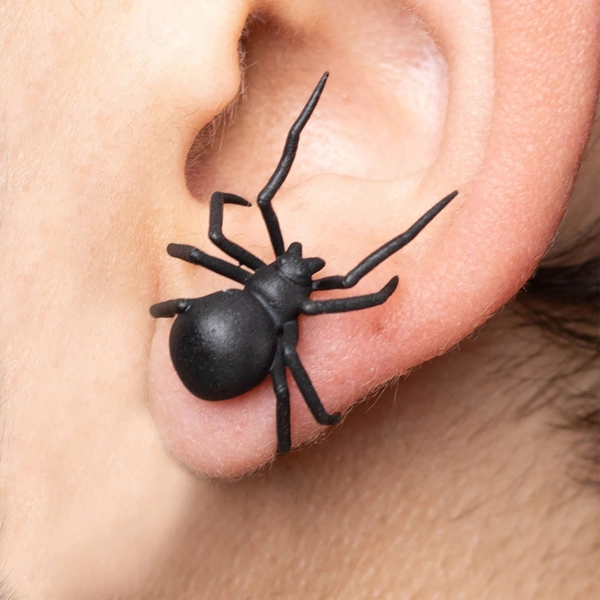 Hand-Painted Black Widow Spider Earrings | 3D Printed | Halloween Jewelry