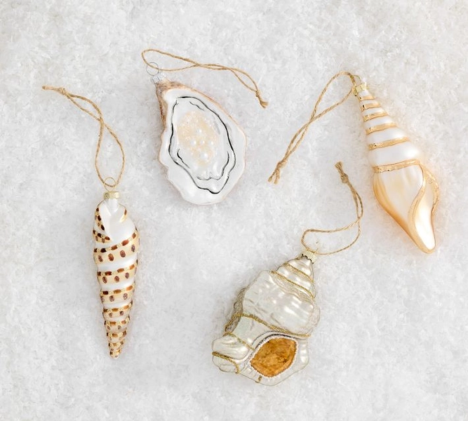 Coastal Seashell Ornaments - Set of 4