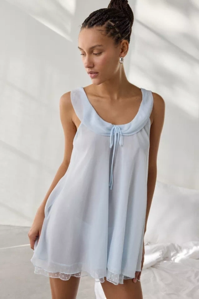 Out From Under Laurel Swiss Dot Mesh Trim Chiffon Slip