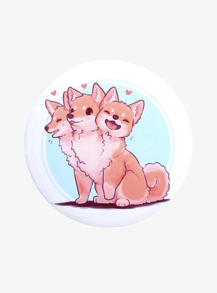 Three-Headed Dog 3 Inch Button By Naomi Lord Art