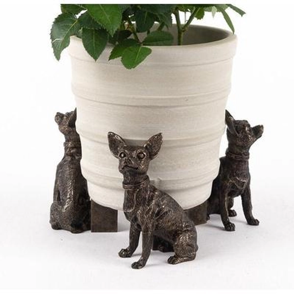 Antique Bronze Chihuahua Potty Feet Set | Plant Pot Stands | Garden Decor