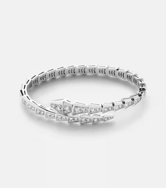Serpenti Viper 18kt white gold bracelet with diamonds