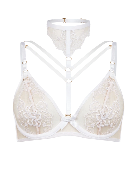 Melanie Plunge Non Padded Bra in White/Sand | By Agent Provocateur
