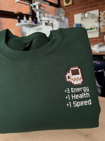 Coffee Stats Sweatshirt | Cozy Stardew Valley Gaming Gift