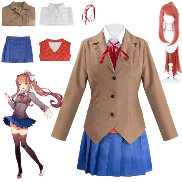 Anime Doki Club de literatura Monika disfraces Cosplay Sayori Yuri Natsuki disfraces de Halloween para mujeres Vestido ropa