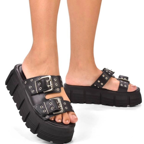 Papete Feminina Plataforma Tamanco Metais Macia Confortável Lançamento Premium KALLYS 0333 | Shopee Brasil