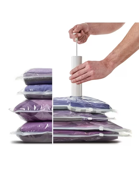 Set of 4 Space Bags Combo with Pump - Large/Medium - White - One Size