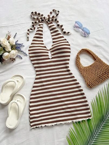 Soleia Vestido mini elegante bohemio, tropical y elegante sin tirantes, con hombros descubiertos y espalda descubierta, para oficina/trabajo, vacaciones casuales, boda en la playa, graduación, brunch, Día de San Patricio, vacaciones de primavera, Pascua, festival de música