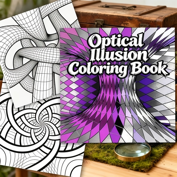 TEMU 1 Book 20cm X 20cm 2026 Original Upgraded Version Mandala Adult Coloring Book, And Simple Relaxing Visual Illusion Coloring Book, 100g