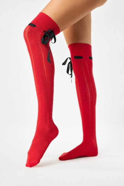 Milena Ajour térd feletti harisnya - piros