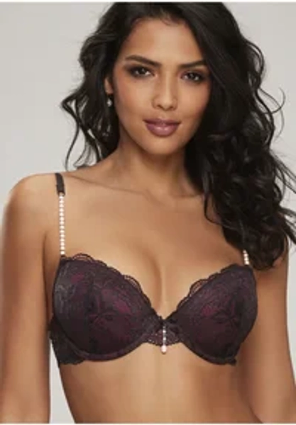 SEXY PEARL - Push-up BH - black/eggplant