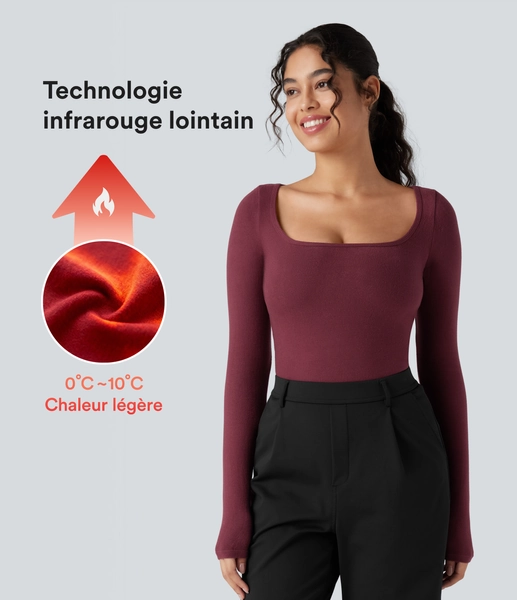 T-shirt réchauffant col échancré manches longues