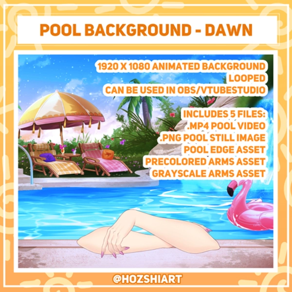[VTUBER BACKGROUND] Pool Dawn + Arms asset - Hozshi Art's Ko-fi Shop