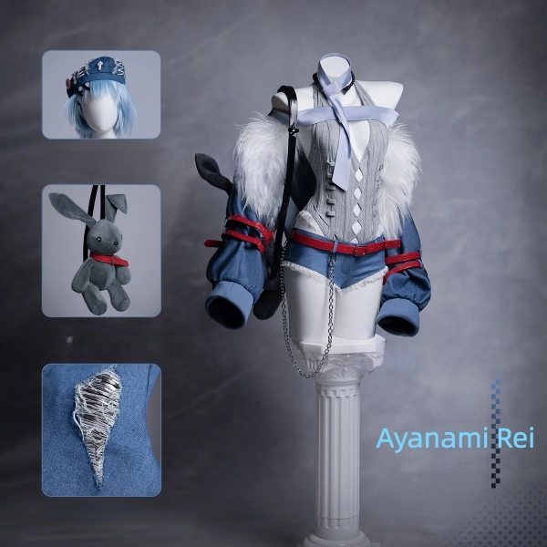 Ayanami Rei Costume Cosplay Donna Ragazza Rock Band Top Pantaloncini Giacca Uniforme Cappello Calzini Oggetti di scena Accessori Set festa di Halloween - AliExpress 200000532