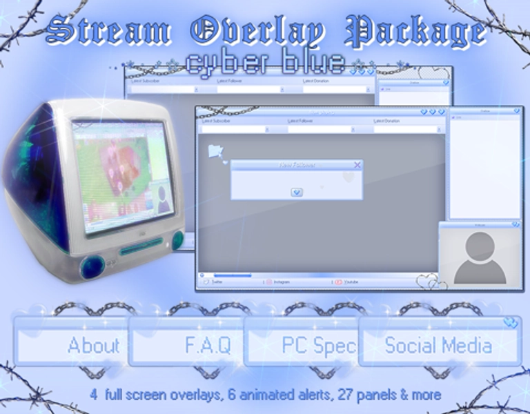 Full Stream Overlay Package "Cyber Blue" 💙