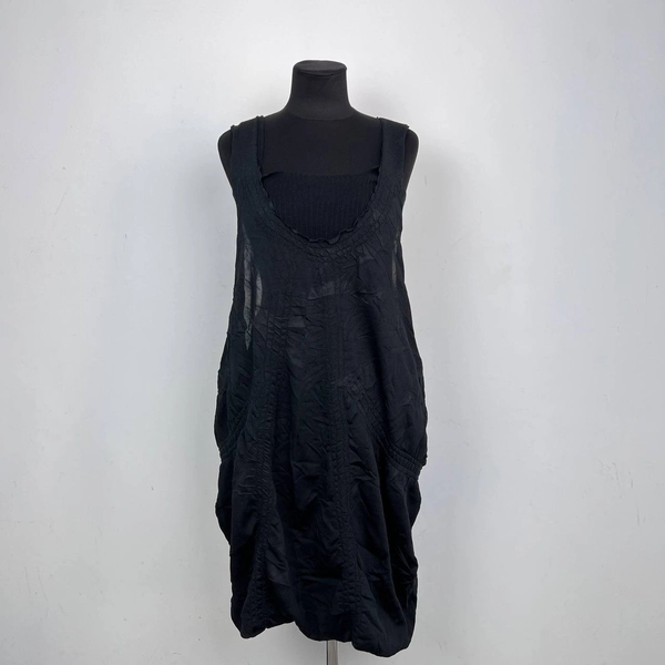 Marithe Francois Girbaud Black Dress Avant Garde Sleeveless Pouch Pocket