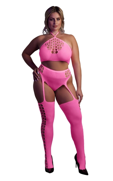 Two Piece with Crop Top and Stockings XL/XXXXL - StrefaBliskości