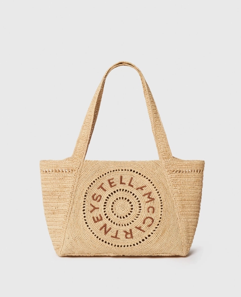 Logo Small Crochet Raffia Tote Bag