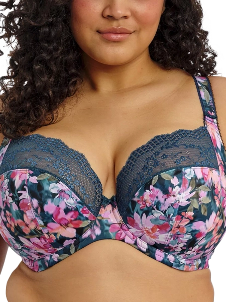 Elomi Lucie Stretch Plunge Bra, Teal Floral