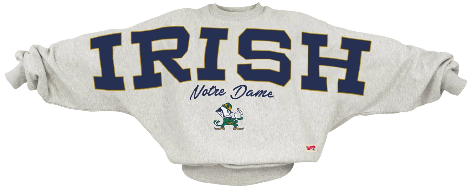 Pressbox Women's Notre Dame Fighting Irish White Flannigan Oversized Crewneck Sweatshirt