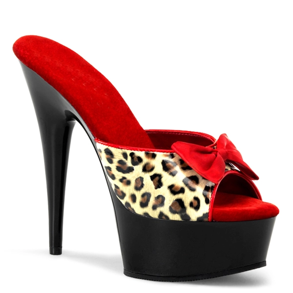 Panterprint slippers met hoge hak | Slippers luipaardprint