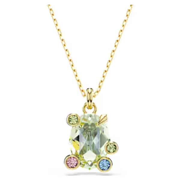 Gema pendant, Mixed cuts, Multicolored, Gold-tone plated