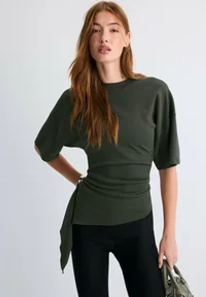ASYMMETRIC SHORT SLEEVE T-SHIRT - T-shirt print - khaki