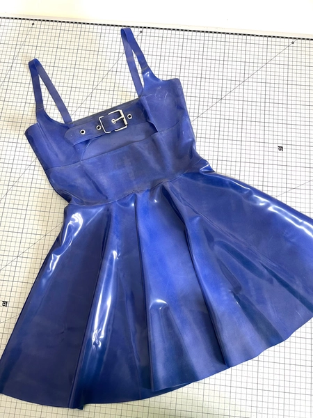 Latex Rubber Buckle Bust Mini Skater Dress