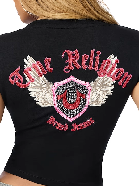 CRYSTAL WING PLUNGE TEE