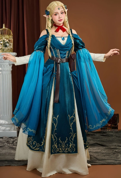 Delicious in Dungeon Marcille Donato Cosplay Costume Medieval Dress with Belt Choker