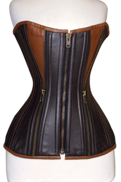 Exclusive Real Leather Zipper Corset Waist Trainer