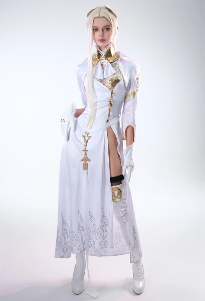N Automata Commander White Cosplay Costume White Dress Set and Leg Covers