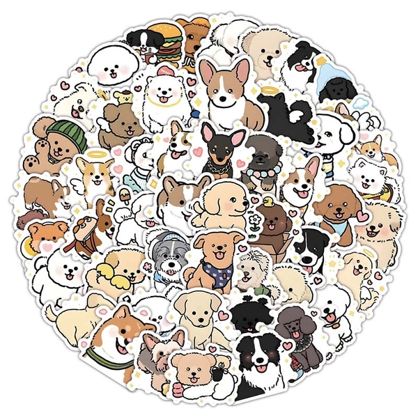 70PCS Puppy Stickers Waterproof Cute Dog Decorative Sticker Set
