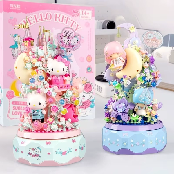 Sanrio Building Blocks Kawaii Rotating Music Box Little Twin Stars