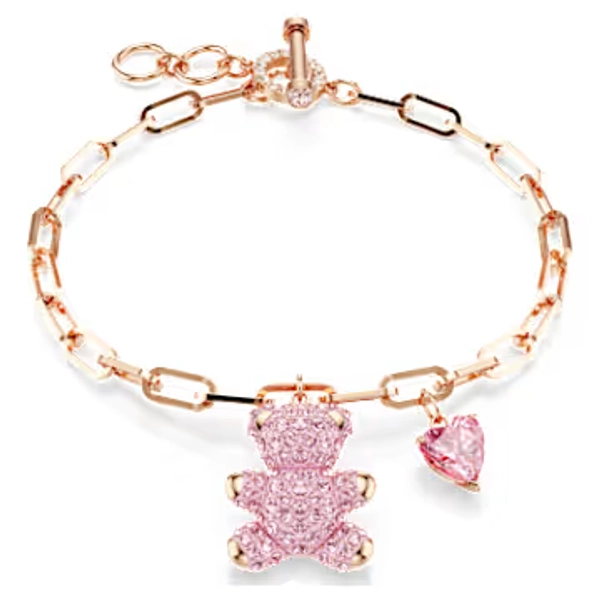 Teddy bracelet, Bear, Pink, 18K rose gold finish