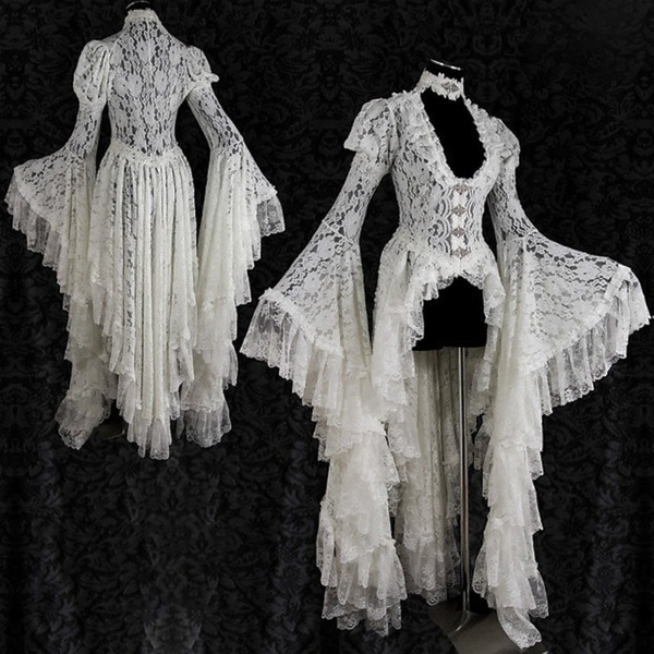 Lace Ruffle Tailcoat Medieval Renaissance Vintage Dress Women's Costume Vintage Cosplay Party Long Sleeve Dress Masquerade 2026 - $74.38