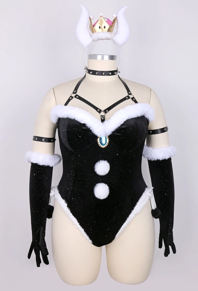 Plus Size Hime Derivative Sexy Lingerie Set Christmas Furry Bodysuit with Gloves Stockings