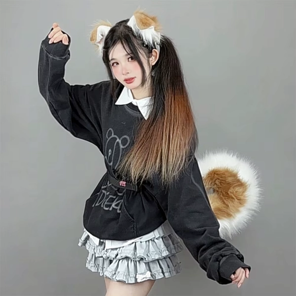 Opaska z uszami i ogonem psa w stylu anime, pluszowe uszy i ogon zwierząt, akcesoria do cosplayu na Comic-Con, imitacja zwierzęcych uszu i ogona. - AliExpress 200000532