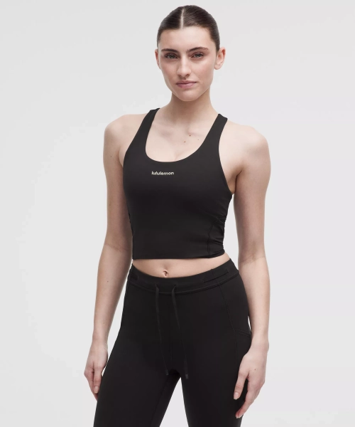 Fast and Free Drop-In Pocket Tank Top *Medium Support, B/C Cup - Black/Light Ivory - XS