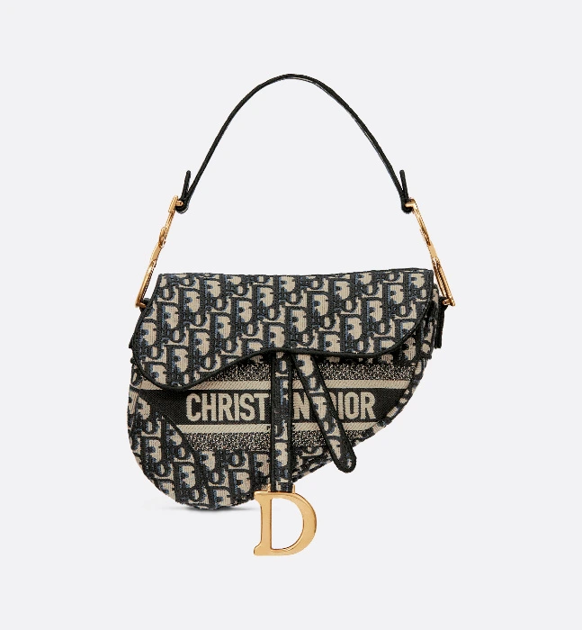 Dior - Saddle Bag Blue Dior Oblique Embroidery