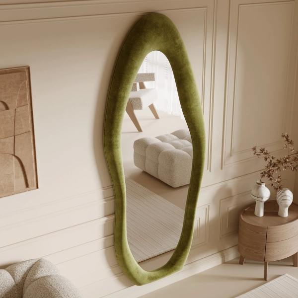 Moss Green Velvet Mirror