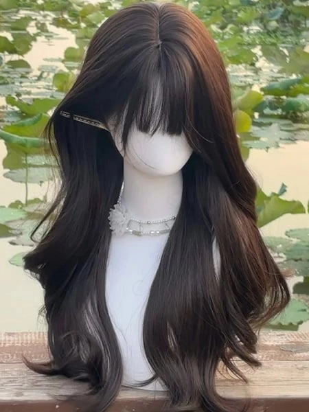 [$19.99]3 Color Options 65CM Wavy Wig with Full Bangs