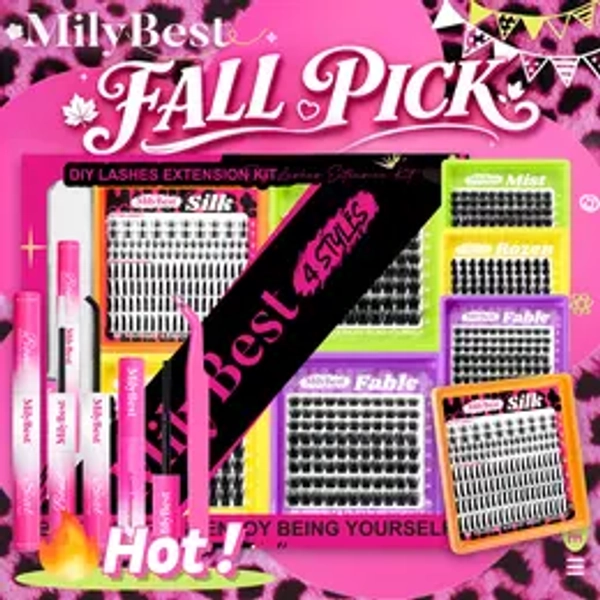 MilyBest 4โStyle Mini Boxes DIY Lash Cluster Kit | Manga, Fluffy, Volume, Spikes & Bottom Lashes,Waterproof, Soft & Comfortable, Create Multiple Looks, Complete Kit with Tweezers, Glue & Remover, For Beginners & Proficient Users, Back to School