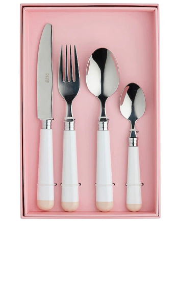 White Dipped 16 Piece Cutlery Set