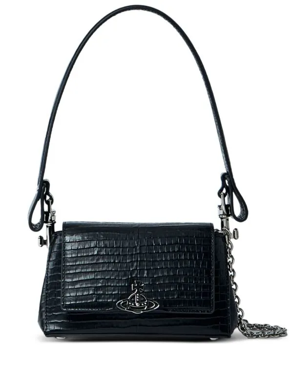 Vivienne Westwood small Hazel croc-embossed flap shoulder bag