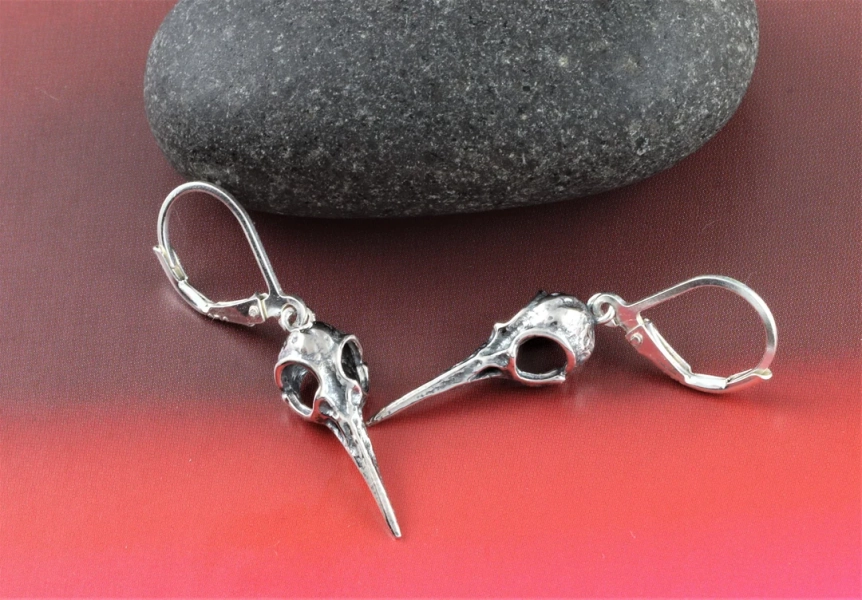 Sterling Silver Hummingbird Skull Earrings: Animal Totem Jewelry - Etsy