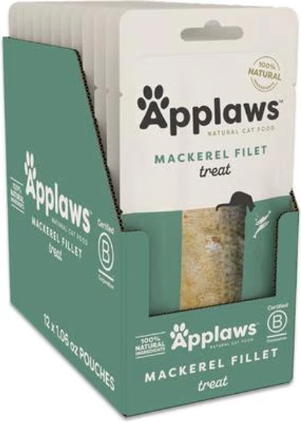 APPLAWS Loin Mackerel Filet Grain-Free Cat Treats, 1.06-oz loin, case of 12 - Chewy.com