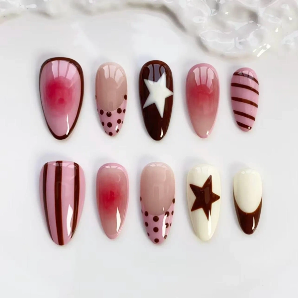 Pink polka dot nails